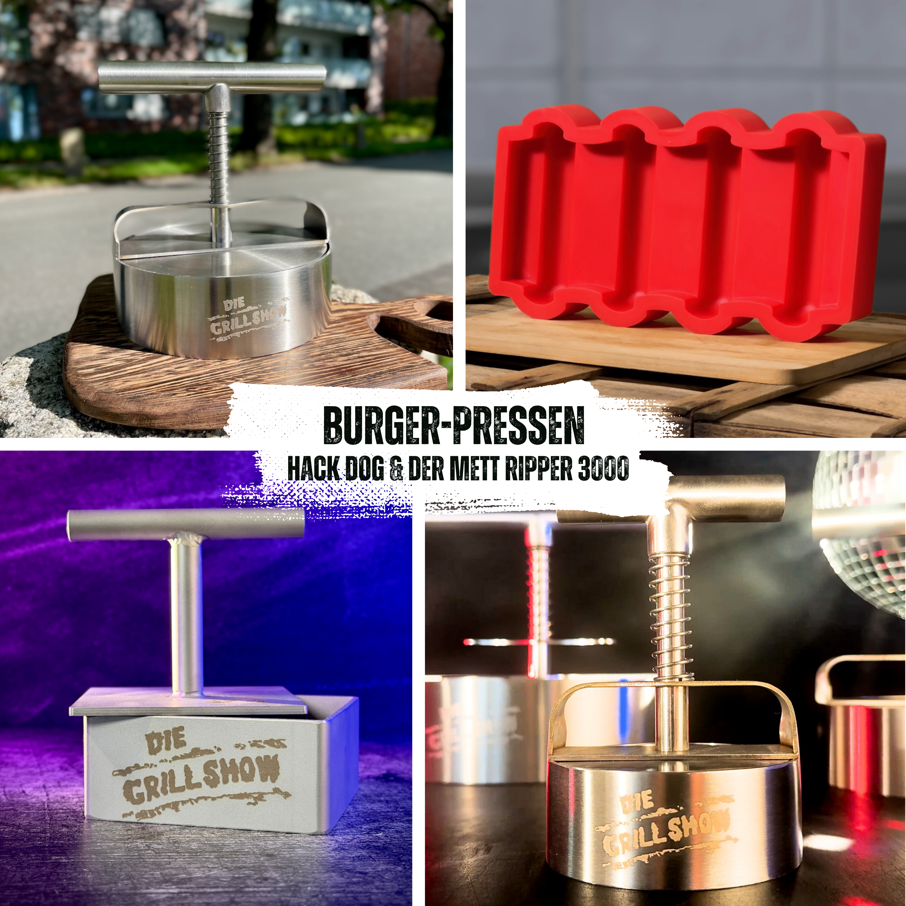 Burger-Pressen, der Mett Ripper & der Hack Dog 3000